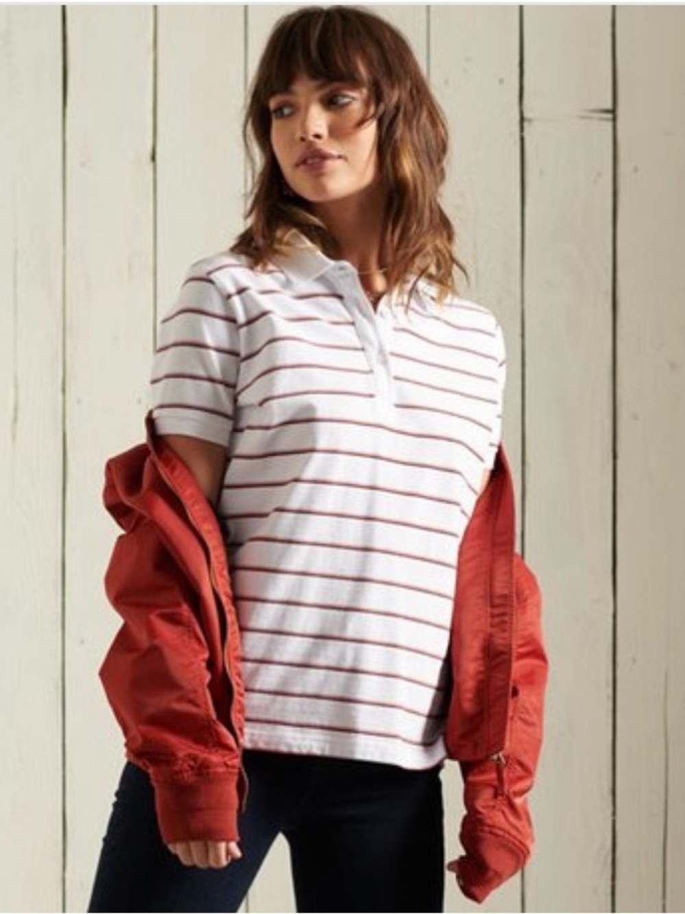Superdry Women’s 100% Cotton Striped Polo Top